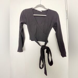 Zara Black V-neck Knit Crop Top